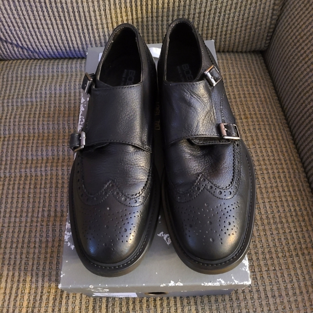 Boemos black leather monk.Made in Italy